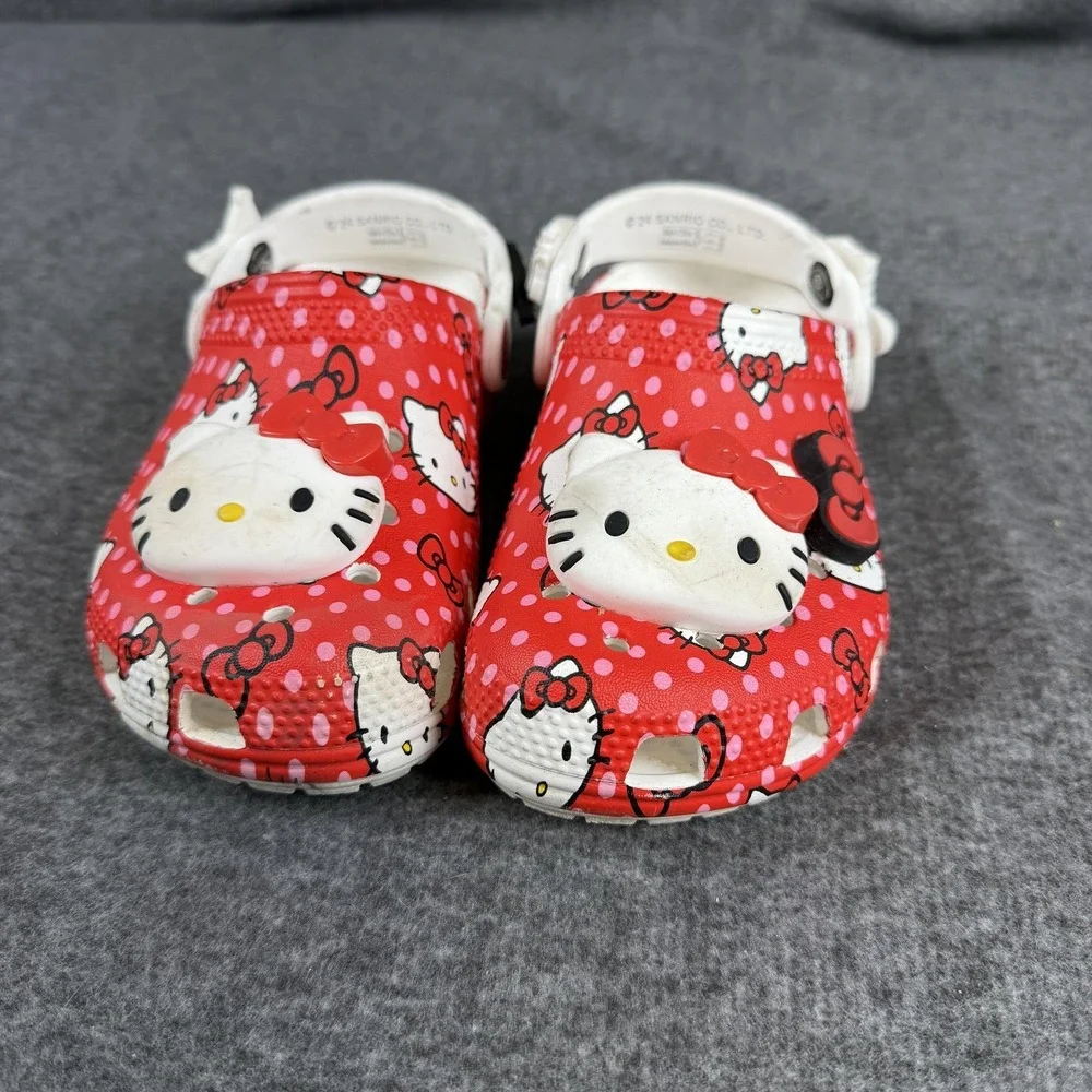 Crocs Hello Kitty Kuromi Clog Sandals Girls Size 11 C Red Polka Dot Print Anime - Picture 1 of 13